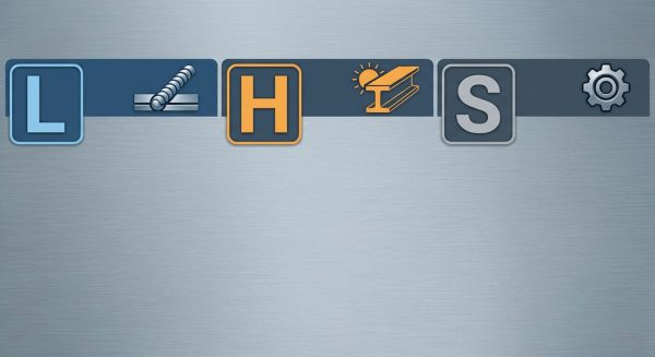 حروف L و H و S روی صفحه استیل، برای توضیح معنی L و H و S کنار گرید استیل
